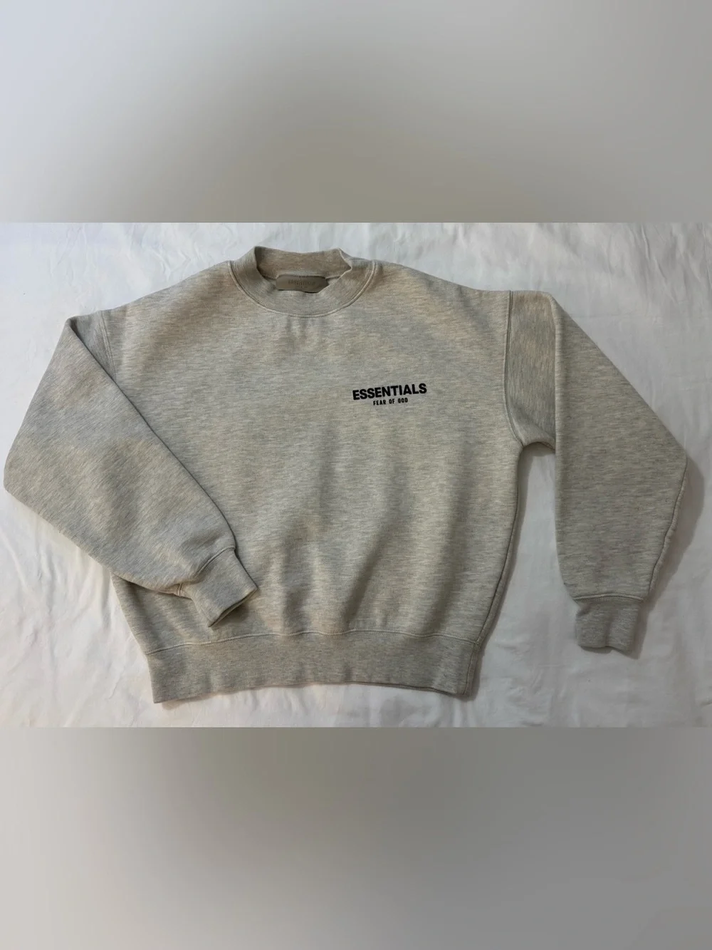 Essentials Sweatshirt Oatmeal / Cream Cotton Pullover Fleece Size 10